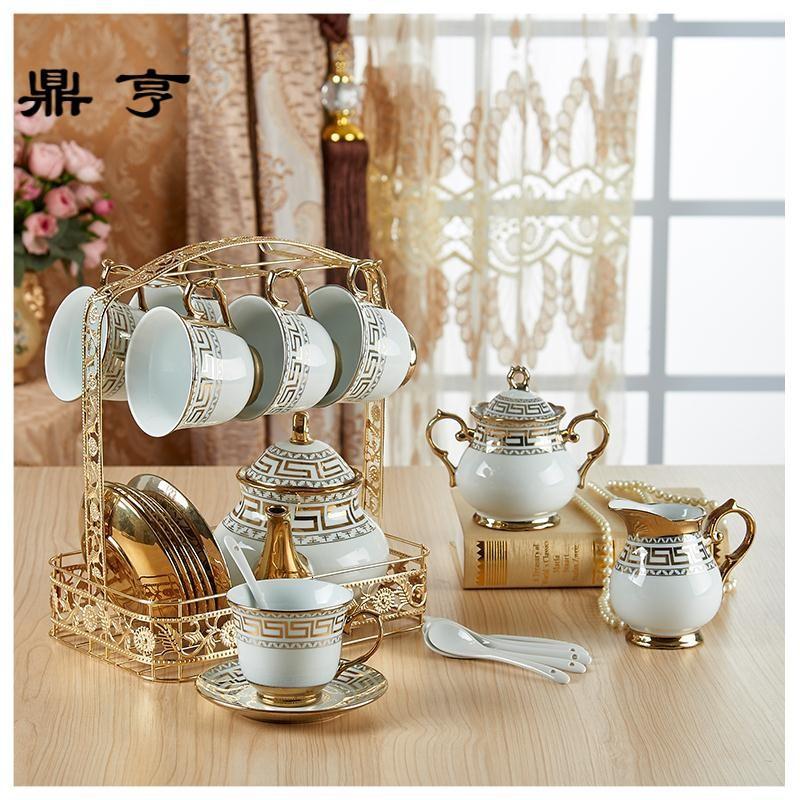 鼎亨欧式咖啡杯一套装简约陶瓷杯子喝茶杯喝水杯家用套杯个性创意