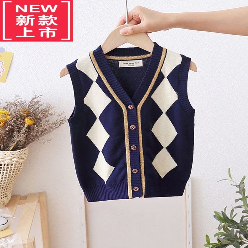 可莉允男童马甲春秋秋季童装儿童休闲背心宝宝针织开衫坎肩毛衣图片