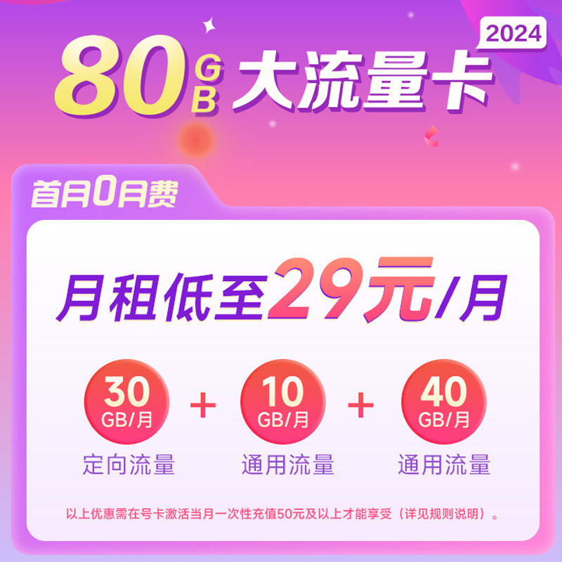 中国移动80GB大流量卡手机卡电话卡高清大图