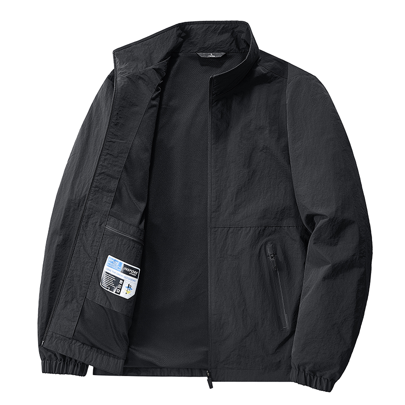 啄木鸟冲锋衣外套男士立领夹克春秋季薄款大尺码男装商务休闲上衣服高清大图