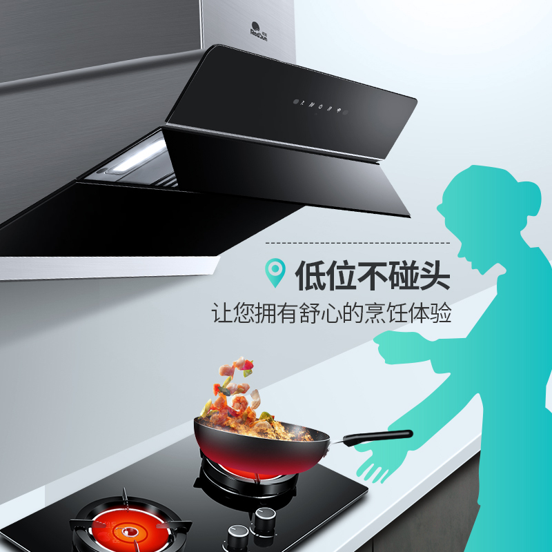 红日(RedSun)欧侧跨界油烟机燃气灶套装家用烟灶套装厨电组合两件套大吸力智能定时RTEU06+EM608B 液化气