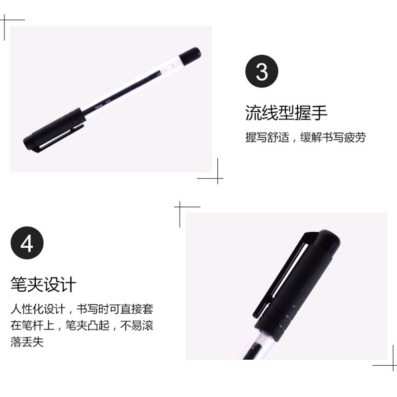 史泰博 V-GP1004 0.5mm 中性笔 黑色 12支/盒高清大图