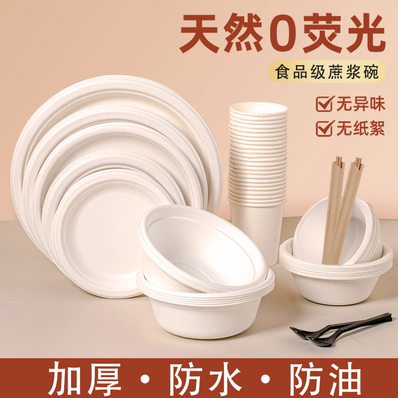 [补贴10%]一次性碗筷纸碗野餐加厚餐具盒即弃饭碗食品级家用可降解快餐烧烤高清大图