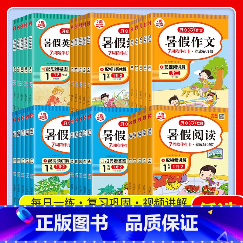 [2本]数学(口算题+应用题) 小学一年级 [正版]暑假衔接一升二升三升四升五升六年级下册语文数学口算题应用题阅读作文口