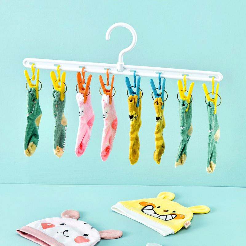 JEKO&JEKO袜夹晾衣架阳台晾衣架晒袜子神器多功能可折叠伸缩内衣内裤夹高清大图