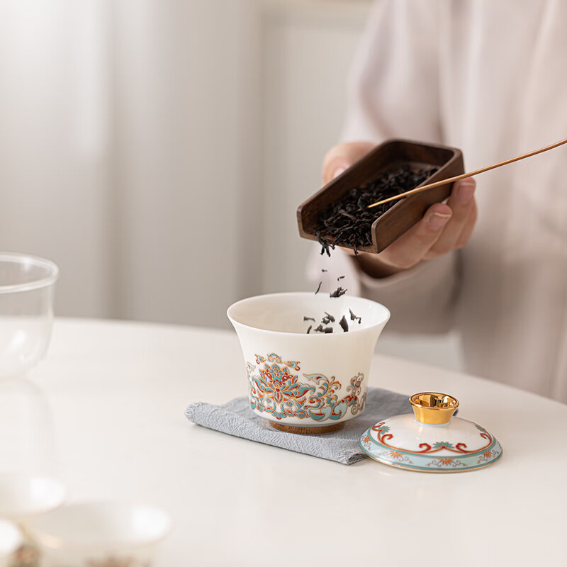 苏氏陶瓷/SUSHI CERAMICS JA02 羊脂玉敦煌宝相花旅行茶具高清大图