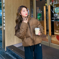 棉衣女短款冬装加厚面包服2023冬季新款羽绒棉服宽松学生棉袄外套_141 XL 咖啡