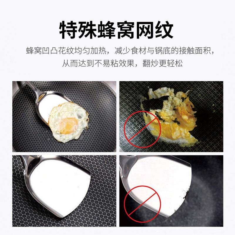 康巴赫(KBH)不粘炒锅食品级304不锈钢蜂窝炒菜锅电磁炉燃气灶通用CFC32A1经典炒锅32cm高清大图