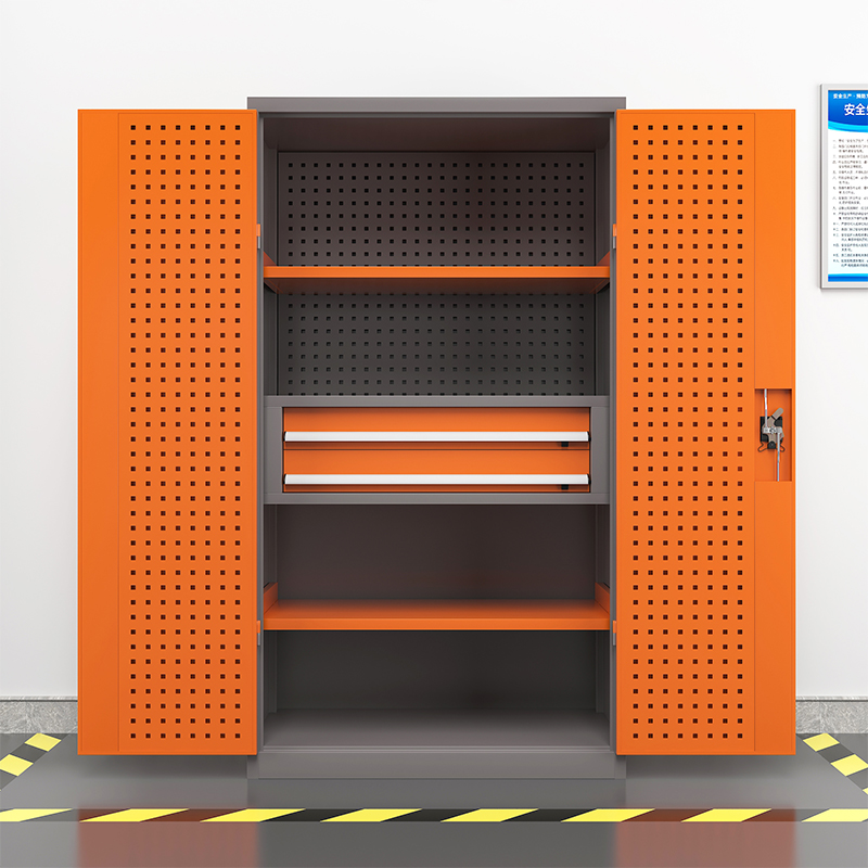 臻远ZY-GJGA-44 重型工具柜车间重型储物柜铁皮柜 通门带网内二斗 桔灰色高清大图