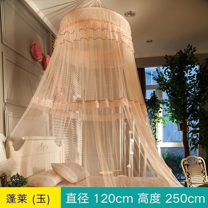 美帮汇吊顶式蚊帐1.8m床双人家用加密加厚公主风欧式圆顶纹账床幔1.5米 蓬莱（玉） 1.35m（4.5英尺）床