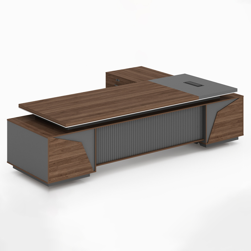 臻远ZY5040814 简约大班台办公桌主管经理桌 2.4米含副柜高清大图