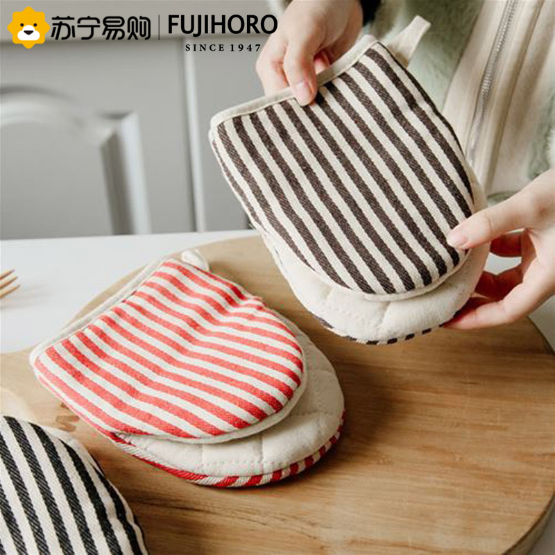 日式烘培加厚微波炉锅顶隔热简约厨房日式防热手套棕色(两只)手套