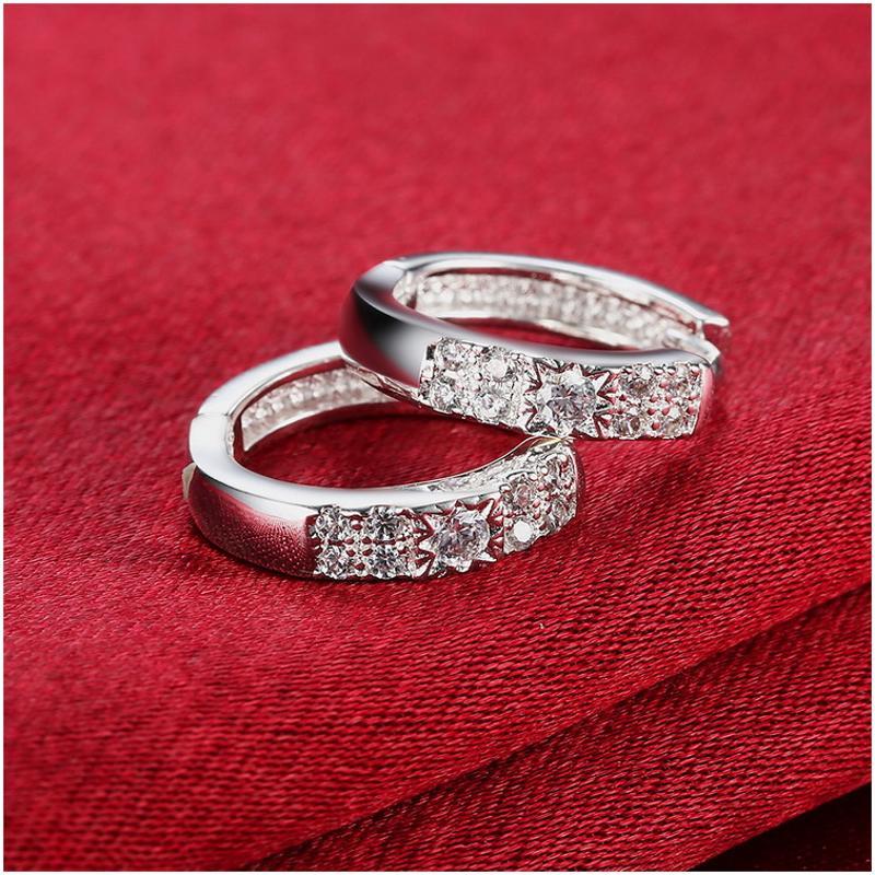 Women Silver Earrings 镀925纯银精致耳扣日韩版女耳饰耳环E781送女朋友七夕情人节礼物