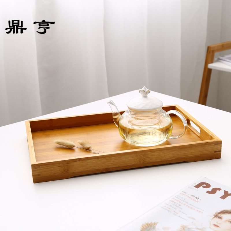 鼎亨花茶具托盘日式茶盘托盘带提手茶托居家竹木制品茶盘点心盘水