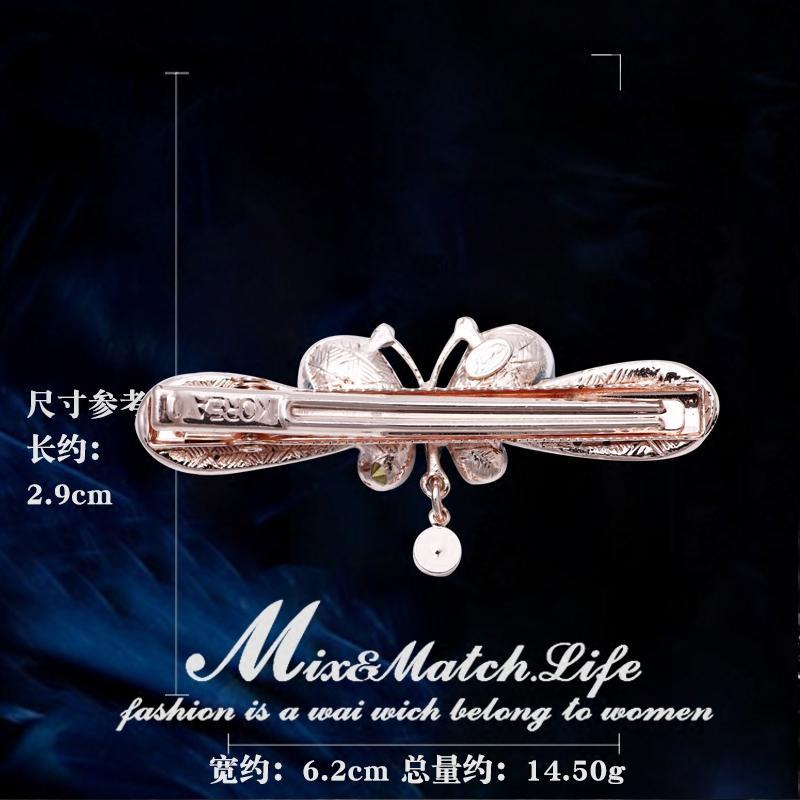 时尚瑞丽风仿水晶夹优雅蝴蝶气质饰简约刘海百搭鸭边夹女送女朋友老婆生日礼物
