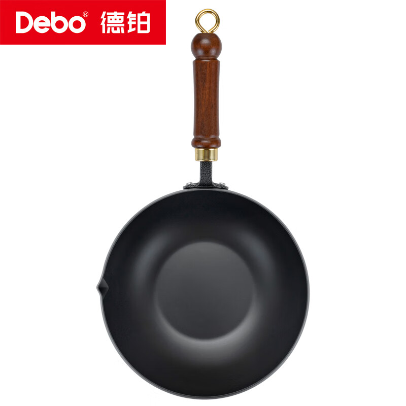 德铂(Debo) 格鲁曼大肚铁锅家用0涂层炒锅 玻璃盖 DEP-DS441高清大图