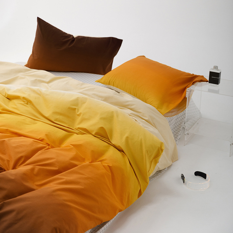 渐变色四件套40支全棉被套南通床单被套床上三件套床笠