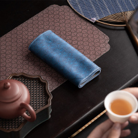 苏氏陶瓷(SUSHI CERAMICS)国风茶巾台湾锦缎茶席高品质吸水干泡茶巾布2条装15*35cm