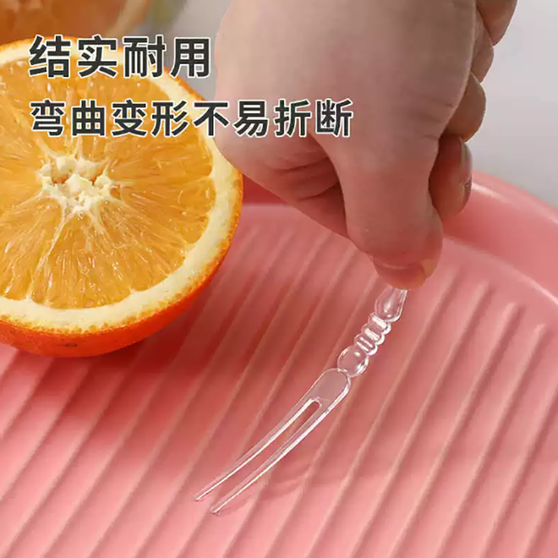 食品级一次性水果叉10*0.6cm 100个/袋高清大图