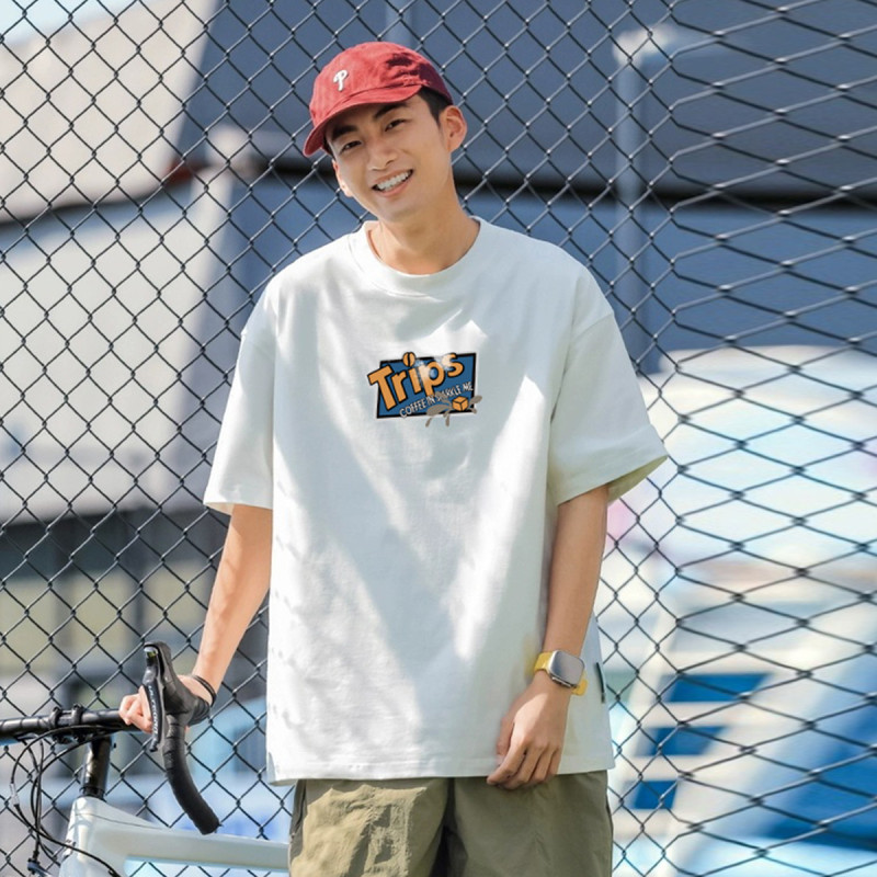 [1.5折价28元]唐狮夏款短袖T恤男短袖男士短袖T恤男前胸印花圆领短袖T恤