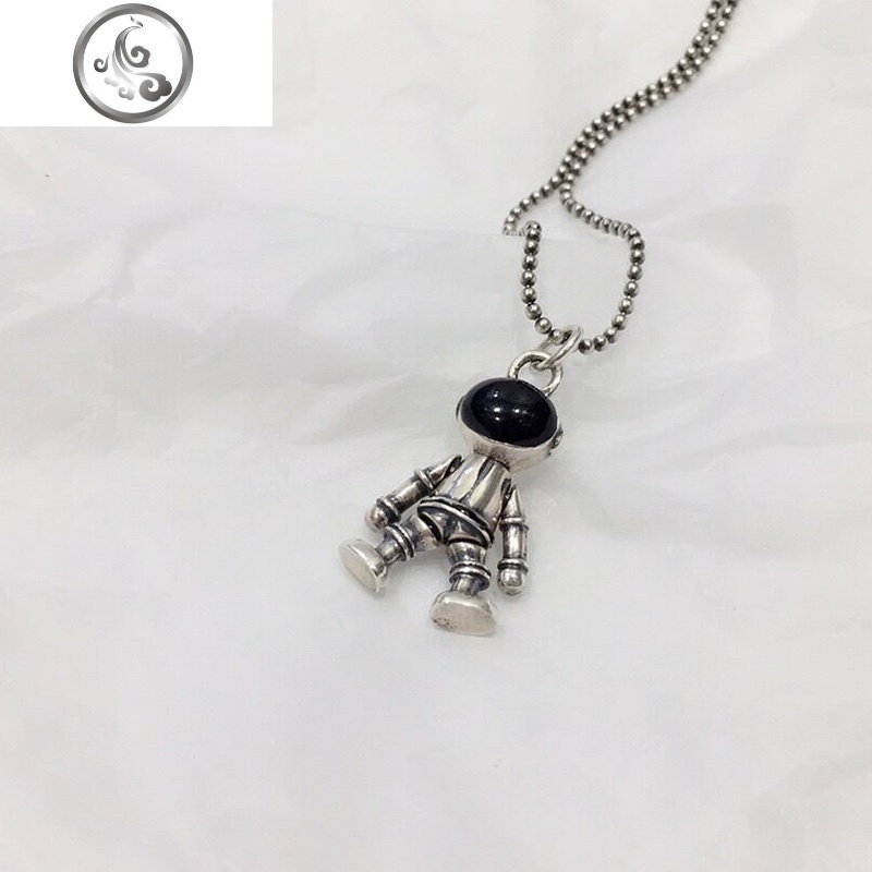 925泰纯银宇航员项链男女情侣款潮抖音ins潮嘻哈土酷欧美蹦迪个性 46~52厘米可调节