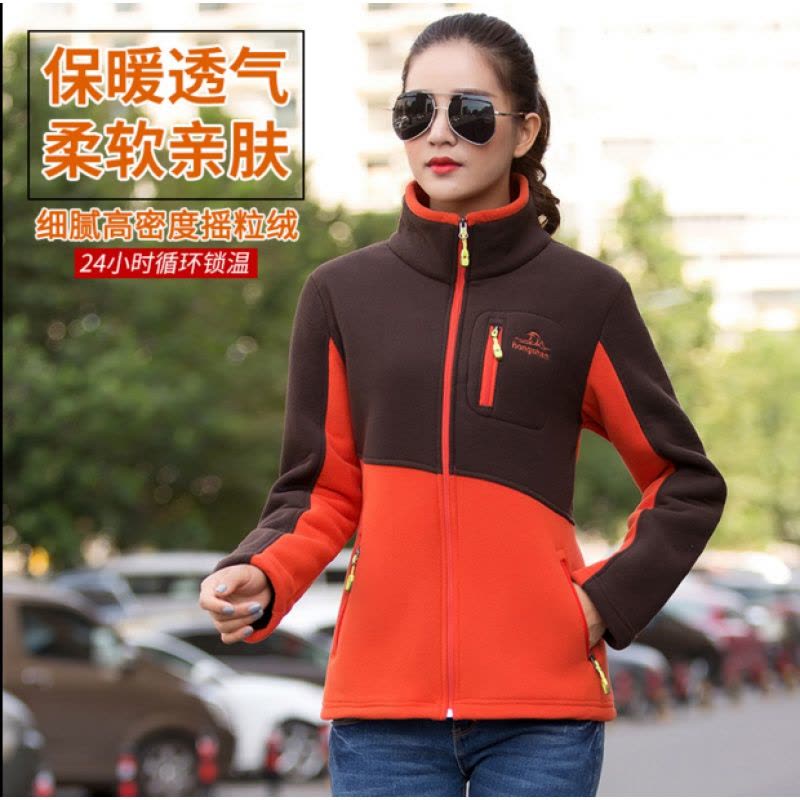 秋冬季户外抓绒衣女式摇粒绒休闲卫衣开衫冲锋衣内胆保暖加厚外套图片