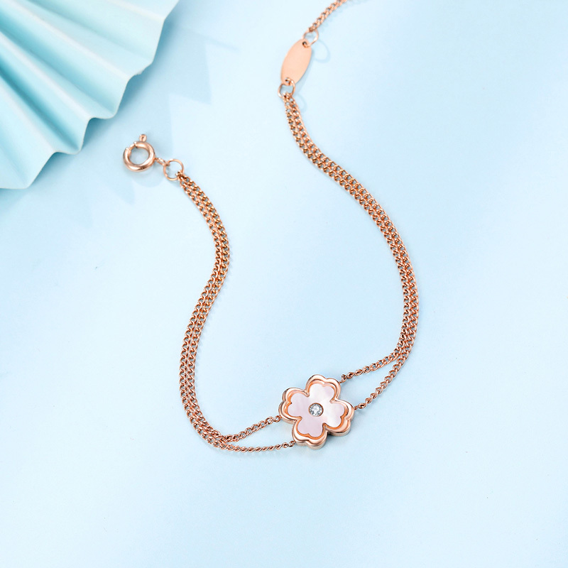 佐卡伊四叶草钻石手链母贝镶钻幸运礼物