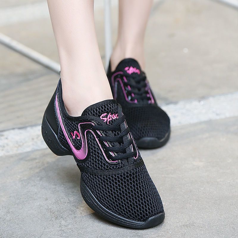 广场舞鞋爵士水兵夏季舞蹈鞋女成人广场舞跳舞女鞋子软底1716黑莓红34