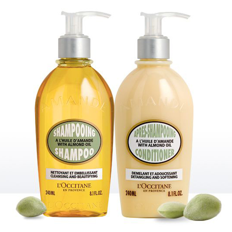 欧舒丹loccitane甜扁桃洗护发套装洗发露240ml护发素240ml男女洗发水