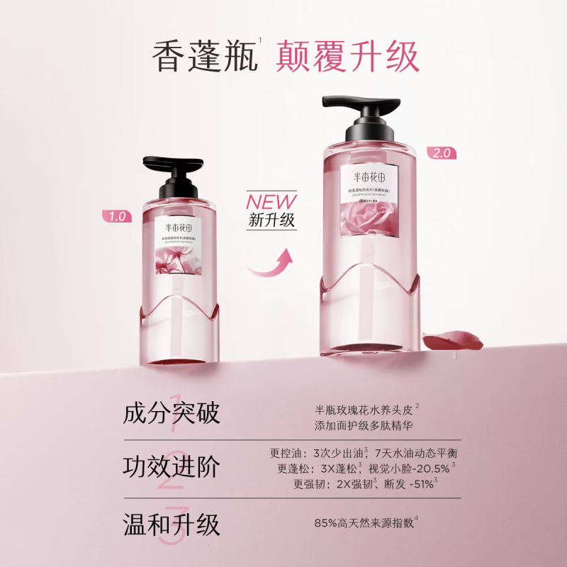 半亩花田自在轻盈洗发水(晨露玫瑰)500g高清大图
