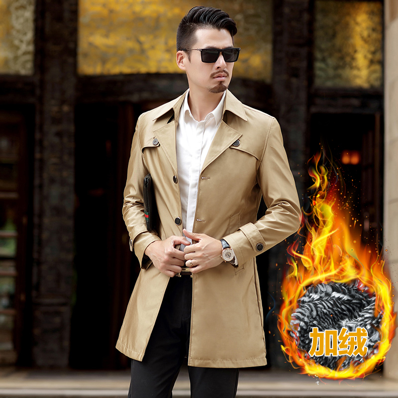 bebeeru春秋男装加肥大码外套英伦风商务男士风衣男中长款休闲大衣bc
