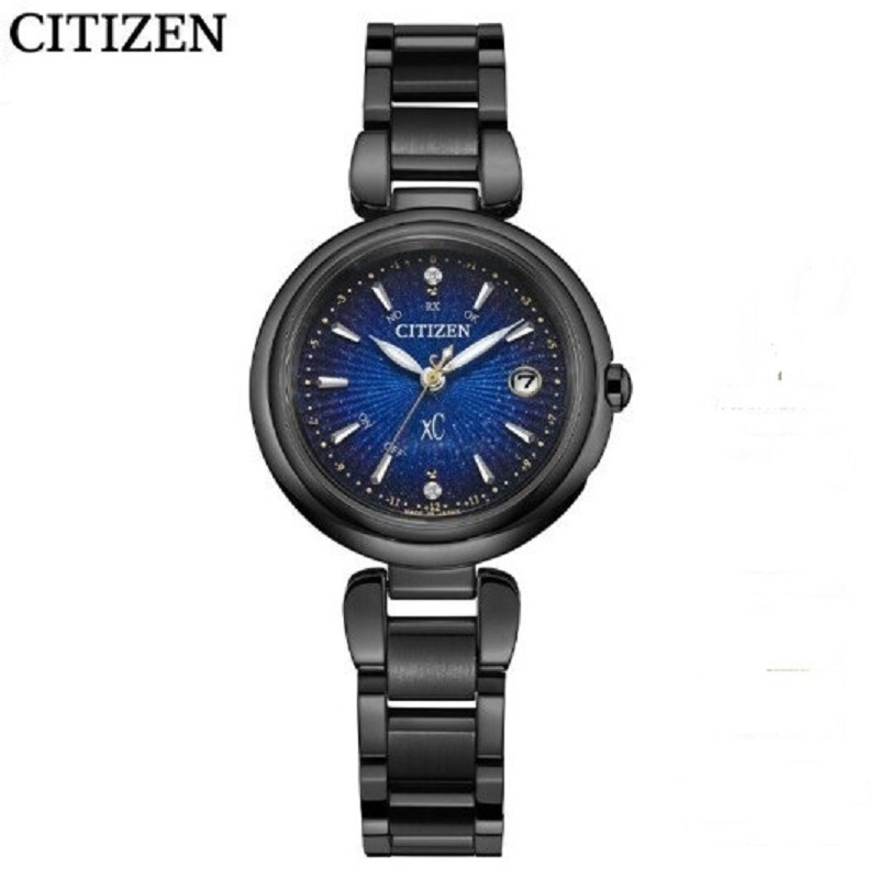 国行 西铁城(CITIZEN)手表 光动能万年历多功能电波计时舒博钛表带时尚商务女表情侣对表ES9466-57L