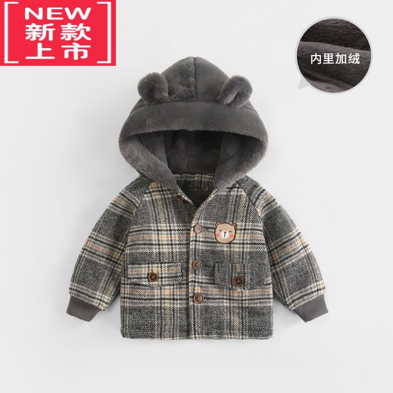 可莉允宝宝加绒外套厚儿童秋冬棉服男童女童呢子大衣婴儿冬装衣服图片