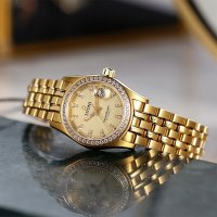 Titoni瑞士梅花表宇宙系列日历夜光自动机械手表女表宝石装饰金表729G-DB-...