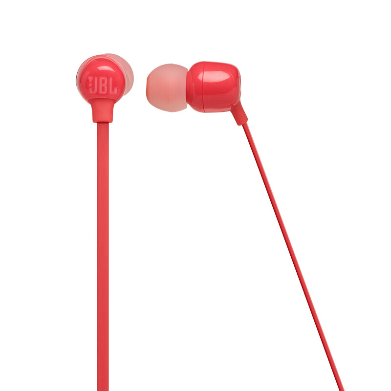 JBL T115BT蓝牙耳机无线半入耳式耳机耳麦通用手机音乐耳塞低音 红色