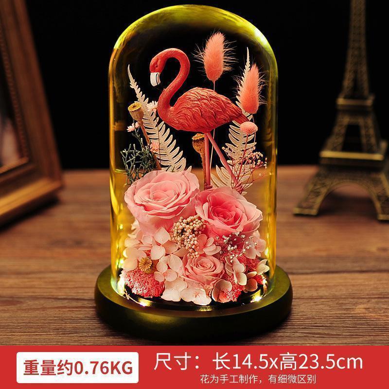 美帮汇北欧装饰小摆件创意玻璃罩火烈鸟办公室书架桌面摆设开业生日高清大图