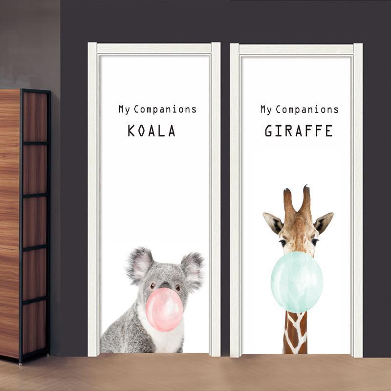 吹气球斑马动物门贴装饰个性创意整张遮盖洗手间玻璃门防水膜>800_800