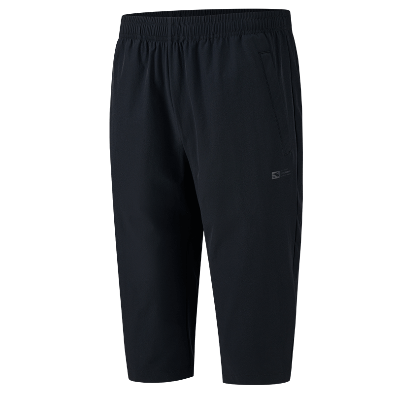 361°七分裤男新款直筒冰丝运动短裤宽松透气休闲跑步男裤裤子652424710V 超级黑 M