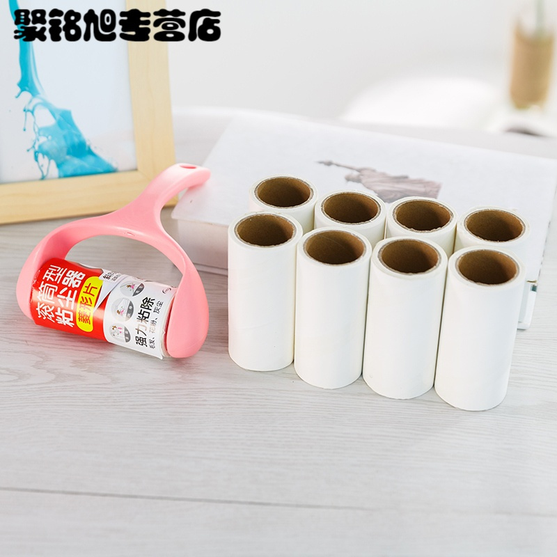 衣服粘毛器衣物去毛器可撕式粘尘纸除尘纸除毛刷器粘毛滚筒刷-升级版绿色+6卷纸