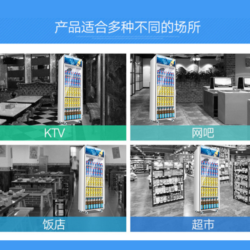 乐创（lecon）商用展示柜 400L 冷藏饮料柜 冰柜立式冰箱 单门风冷