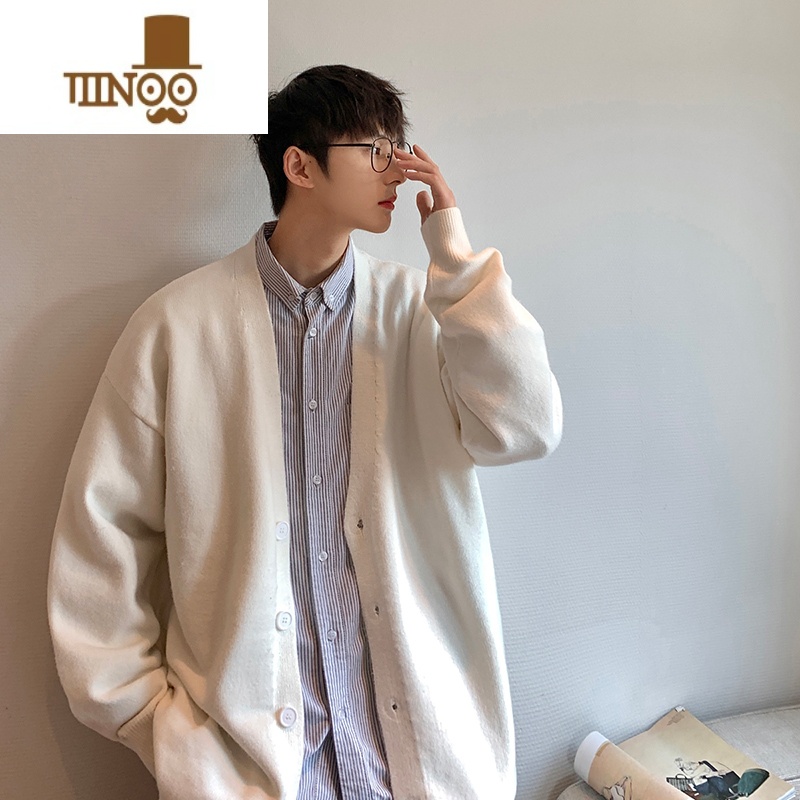 YANXU日系慵懒风开衫针织外套男秋季感男装设计感oversize情侣毛衣高清大图