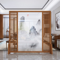 新中式屏风隔断客厅酒店卧室遮挡家用现代装饰实木入户玄关座屏_257 白蜡木80*180cm整装
