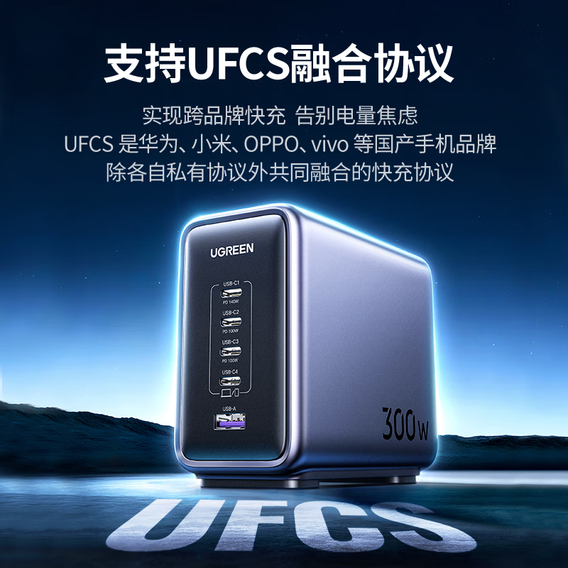 绿联(UGREEN)氮化镓充电器套装100W兼容苹果16/15华为手机PD45/65W笔记本电脑Type-C多口快充头高清大图