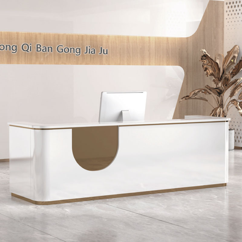 中豫鑫泽ZYXZ5041851 吧台收银台烤漆小型柜台简约现代商用吧台桌公司前台接待台 2.4米高清大图