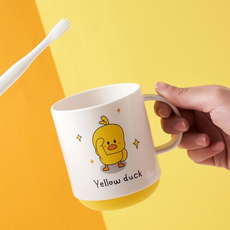 网红鸭儿童漱口杯卡通防摔可爱家用牙刷杯浴室洗漱杯子塑料卫生间 三维工匠 洗漱杯网红鸭2个装图案随机高清大图
