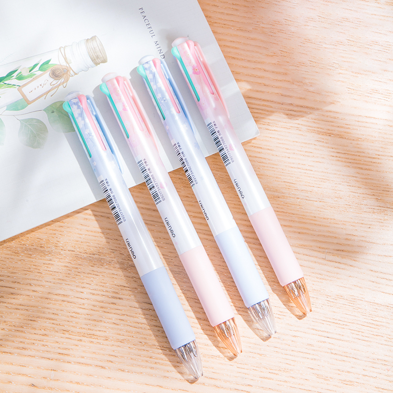 得力deli S311 四色笔芯 0.7mm 圆珠笔 樱律主题按动换色款圆珠笔 36支笔