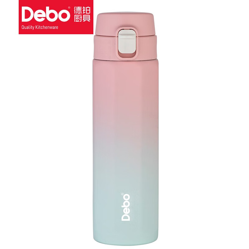 Debo德铂保温杯304不锈钢八角保温杯弹跳杯便携车载杯 渐变粉 DEP-888高清大图