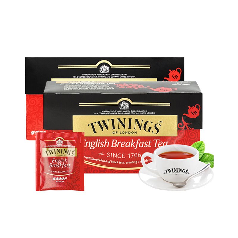英国川宁(TWININGS) 波兰进口茶叶袋泡茶包 早餐经典红茶25包*2g*2盒