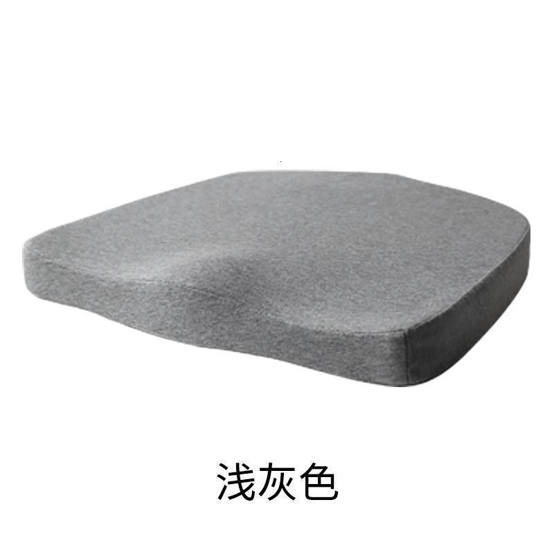 家柏饰(CORATED)四季通用加厚增高坐垫学生记忆棉椅子座垫久坐防滑屁股垫 浅灰色 35X24cm双魔术贴绑带(有内套)