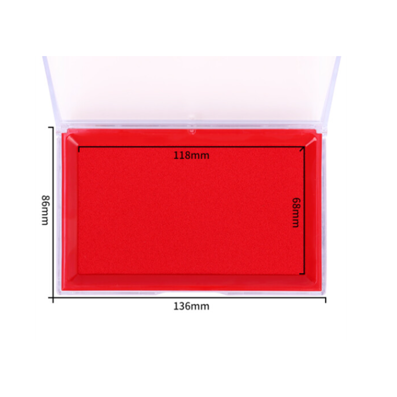 得力137*88mm 红色9864 透明外壳方形快干印台印泥 办公用品